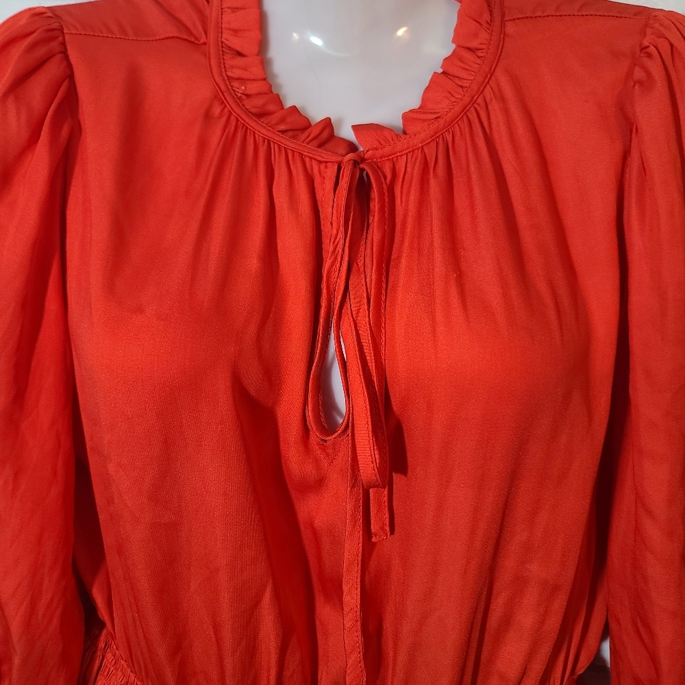 Joie Orange Ruffle Keyhole Dress Small - Picture 5 of 6